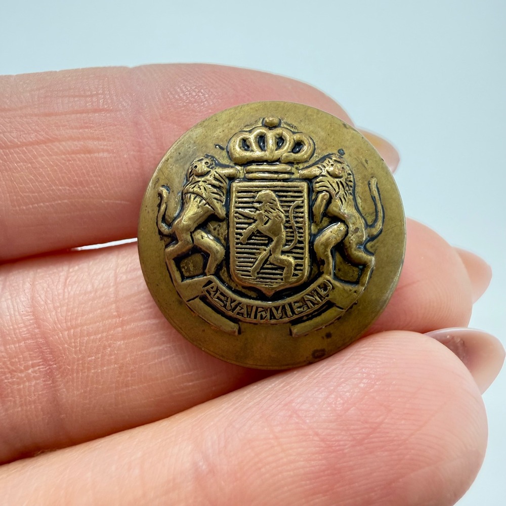Vintage Heraldic Lion Crest Metal Blazer‎ Buttons Brass Gold Tone Set of 4 - Picture 7 of 10